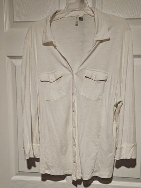 Cato White Button-Front Plus Size Top